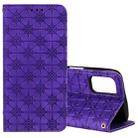 For OPPO A52 / A72 / A92 Lucky Flowers Embossing Pattern Magnetic Horizontal Flip Leather Case with Holder & Card Slots(Purple) - 1
