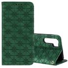 For OPPO A91 / F15 (2020) Lucky Flowers Embossing Pattern Magnetic Horizontal Flip Leather Case with Holder & Card Slots(Dark Green) - 1