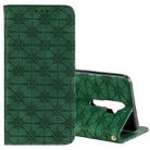For OPPO A9 (2020) / A5 (2020) / A11X Lucky Flowers Embossing Pattern Magnetic Horizontal Flip Leather Case with Holder & Card Slots(Dark Green) - 1