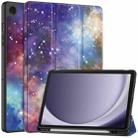 For Samsung Galaxy Tab A9+ Painted 3-folding Holder TPU Smart Leather Tablet Case(Milky Way Nebula) - 1