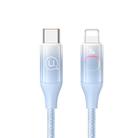 USAMS US-SJ638 1.2m Type-C to 8 Pin PD30W Fast Charging Cable with Colorful Light(Gradient Blue) - 1
