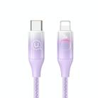 USAMS US-SJ638 1.2m Type-C to 8 Pin PD30W Fast Charging Cable with Colorful Light(Gradient Purple) - 1