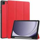 For Samsung Galaxy Tab A9+ Custer 3-folding Holder TPU Smart Leather Tablet Case(Red) - 1