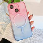 For iPhone 14 Plus MagSafe Magnetic TPU + Acrylic Gradient Color Phone Case(Pink Blue) - 1