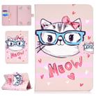 For 10 inch Universal Tablet PC Colored Drawing Pattern Horizontal Flip PU Leather Case with Holder & Card Slot(Glasses Cat) - 1