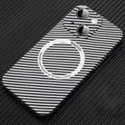 For iPhone 14 Plus MagSafe Magnetic PC Carbon Fiber Phone Case with Lens Film(Silver White) - 1