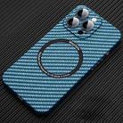 For iPhone 14 Pro MagSafe Magnetic PC Carbon Fiber Phone Case with Lens Film(Blue) - 1