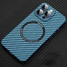 For iPhone 13 Pro Max MagSafe Magnetic PC Carbon Fiber Phone Case with Lens Film(Blue) - 1