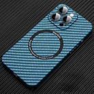 For iPhone 12 Pro MagSafe Magnetic PC Carbon Fiber Phone Case with Lens Film(Blue) - 1