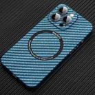 For iPhone 16 Pro MagSafe Magnetic PC Carbon Fiber Phone Case with Lens Film(Blue) - 1