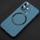 For iPhone 16 Plus MagSafe Magnetic PC Carbon Fiber Phone Case with Lens Film(Blue) - 1