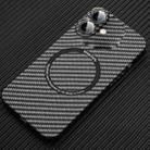 For iPhone 16 Plus MagSafe Magnetic PC Carbon Fiber Phone Case with Lens Film(Black) - 1