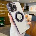 For iPhone 15 Pro Transparent Electroplated PC MagSafe Phone Case(Purple) - 1