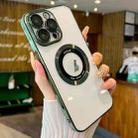 For iPhone 13 Pro Max Transparent Electroplated PC MagSafe Phone Case(Green) - 1