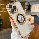 For iPhone 11 Pro Max Transparent Electroplated PC MagSafe Phone Case(Gold) - 1