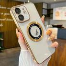 For iPhone 11 Transparent Electroplated PC MagSafe Phone Case(Gold) - 1