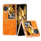 For OPPO Find N3 Flip Nano Electroplating Dual Color Lichi Texture PU Phone Case(Orange) - 1