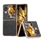 For OPPO Find N3 Flip Nano Electroplating Dual Color Cowhide Texture Protective Phone Case(Black) - 1