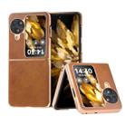 For OPPO Find N3 Flip Nano Electroplating Dual Color Cowhide Texture Protective Phone Case(Brown) - 1