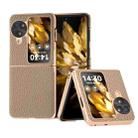 For OPPO Find N3 Flip Nano Electroplating Genuine Leather Litchi Texture Phone Case(Grey) - 1
