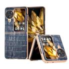 For OPPO Find N3 Flip Crocodile Texture Genuine Leather Electroplating Phone Case(Blue) - 1