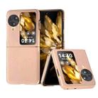 For OPPO Find N3 Flip Nano Electroplating Genuine Leather + PC Litchi Texture Phone Case(Pink Gold) - 1