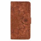 For iPhone 16 Pro Max Mandala Embossed Dual-Fold Calf Leather Phone Case(Brown) - 2