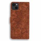 For iPhone 16 Pro Max Mandala Embossed Dual-Fold Calf Leather Phone Case(Brown) - 3