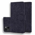 For iPhone 16 Pro Max Mandala Embossed Dual-Fold Calf Leather Phone Case(Black) - 1