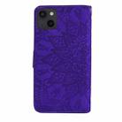 For iPhone 16 Pro Mandala Embossed Dual-Fold Calf Leather Phone Case(Purple) - 2