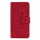 For iPhone 16 Pro Mandala Embossed Dual-Fold Calf Leather Phone Case(Red) - 2