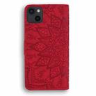 For iPhone 16 Pro Mandala Embossed Dual-Fold Calf Leather Phone Case(Red) - 3