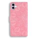 For iPhone 16 Plus Mandala Embossed Dual-Fold Calf Leather Phone Case(Pink) - 3