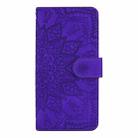 For iPhone 16 Plus Mandala Embossed Dual-Fold Calf Leather Phone Case(Purple) - 2