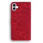 For iPhone 16 Plus Mandala Embossed Dual-Fold Calf Leather Phone Case(Red) - 3