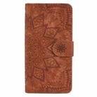 For iPhone 16 Mandala Embossed Dual-Fold Calf Leather Phone Case(Brown) - 2