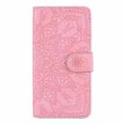 For iPhone 16 Mandala Embossed Dual-Fold Calf Leather Phone Case(Pink) - 2