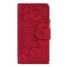 For iPhone 16 Mandala Embossed Dual-Fold Calf Leather Phone Case(Red) - 2