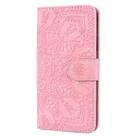 For iPhone 16e Mandala Embossed Dual-Fold Calf Leather Phone Case(Pink) - 2