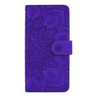 For iPhone 16e Mandala Embossed Dual-Fold Calf Leather Phone Case(Purple) - 2