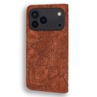 For iPhone 17 Pro Mandala Embossed Dual-Fold Calf Leather Phone Case(Brown) - 3