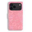 For iPhone 17 Pro Max Mandala Embossed Dual-Fold Calf Leather Phone Case(Pink) - 3