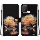 For ZTE Blade A52 Crystal Texture Colored Drawing Leather Phone Case(Gold Peony) - 1