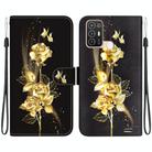 For ZTE Blade A52 Crystal Texture Colored Drawing Leather Phone Case(Gold Butterfly Rose) - 1