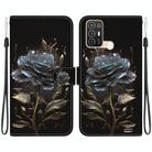 For ZTE Blade A52 Crystal Texture Colored Drawing Leather Phone Case(Black Rose) - 1