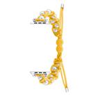 For Apple Watch SE 44mm Paracord Gypsophila Beads Drawstring Braided Watch Band(Yellow) - 1