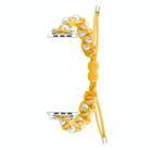 For Apple Watch Series 4 44mm Paracord Gypsophila Beads Drawstring Braided Watch Band(Yellow) - 1