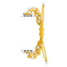 For Apple Watch Series 3 38mm Paracord Gypsophila Beads Drawstring Braided Watch Band(Yellow) - 1