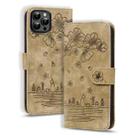 For iPhone 16 Pro Max Cartoon Sakura Cat Embossed Leather Phone Case(Brown) - 1