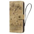 For iPhone 16 Pro Max Cartoon Sakura Cat Embossed Leather Phone Case(Brown) - 2